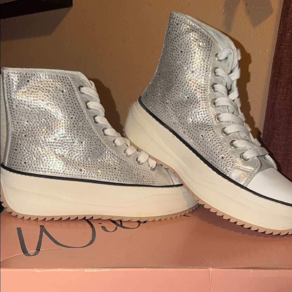 Silver High-Top Sneakers